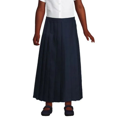 School Uniform Girls Solid Pleated Skirt Ankle Length