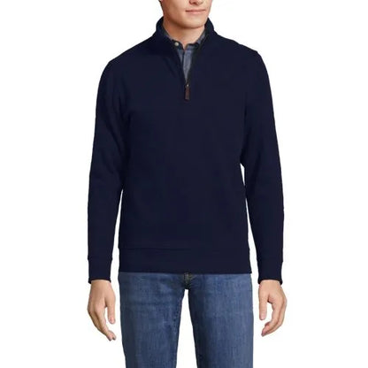 School Uniform Men's French Rib Quarter Zip Pullover Shirt