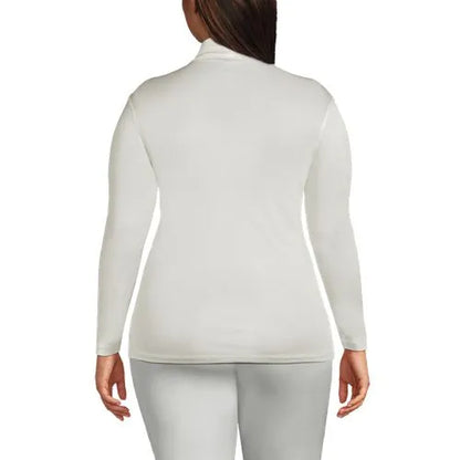 Women's Plus Size Silk Interlock Turtleneck Long Underwear Top
