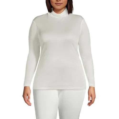 Women's Plus Size Silk Interlock Turtleneck Long Underwear Top