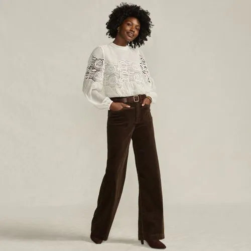 Women's High Rise Wide Leg Corduroy Pants