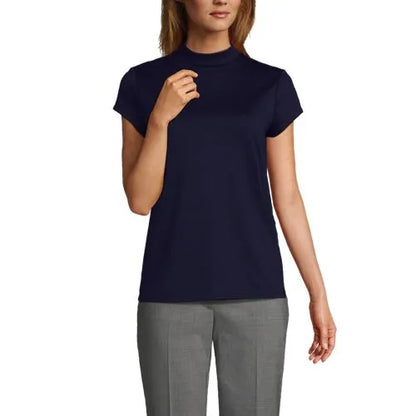 Women's Knit Mini Mock Cap Sleeve Top