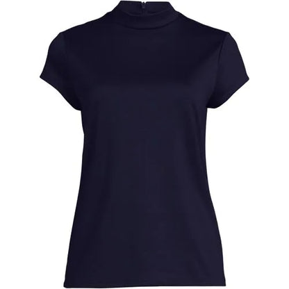 Women's Knit Mini Mock Cap Sleeve Top