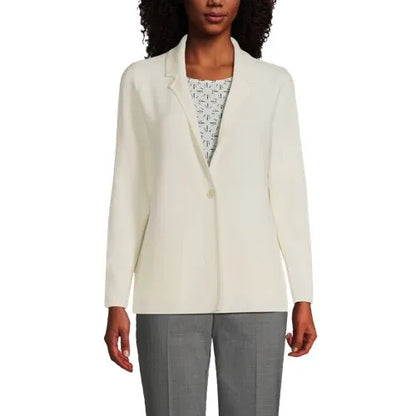 Women's Notch Collar One Button Sweater Blazer