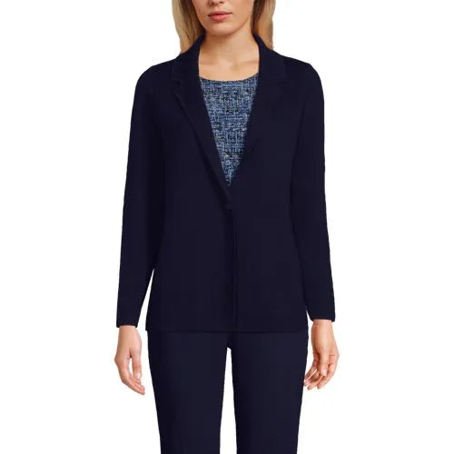 Women's Notch Collar One Button Sweater Blazer
