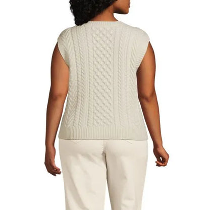 Women's Plus Size Cable Vest Sweater