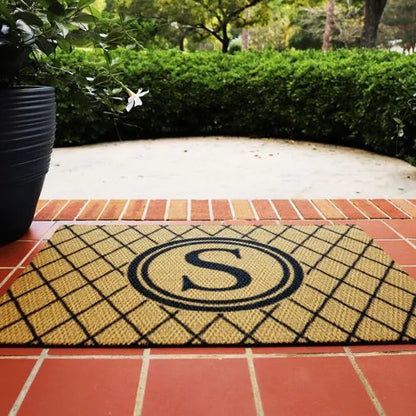 Matterly Neighburly Monogrammed Doormat Argyle