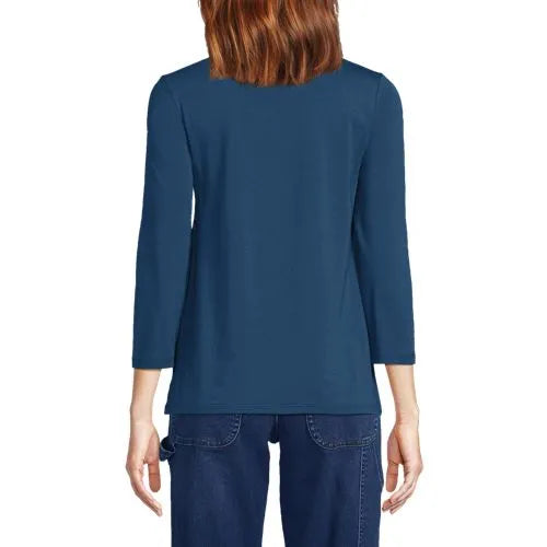 Women's 3/4 Sleeve Light Weight Jersey V-neck Top