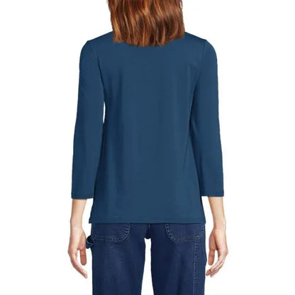 Women's 3/4 Sleeve Light Weight Jersey V-neck Top