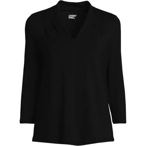 Women's 3/4 Sleeve Light Weight Jersey V-neck Top