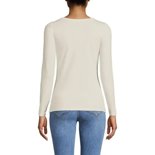 Women's Lightweight Jersey Skimming Long Sleeve Scoop Neck T-shirt