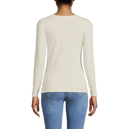 Women's Lightweight Jersey Skimming Long Sleeve Scoop Neck T-shirt