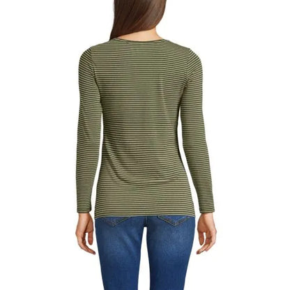 Women's Lightweight Jersey Skimming Long Sleeve Scoop Neck T-shirt