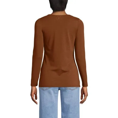 Women's Lightweight Jersey Skimming Long Sleeve Scoop Neck T-shirt