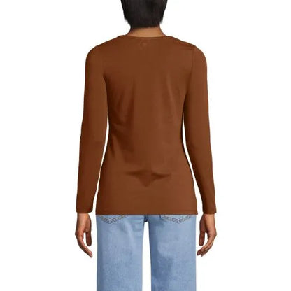 Women's Lightweight Jersey Skimming Long Sleeve Scoop Neck T-shirt