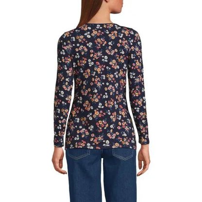Women's Lightweight Jersey Skimming Long Sleeve Scoop Neck T-shirt