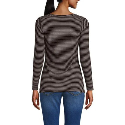 Women's Lightweight Jersey Skimming Long Sleeve Scoop Neck T-shirt