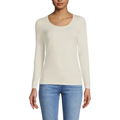 Women's Lightweight Jersey Skimming Long Sleeve Scoop Neck T-shirt