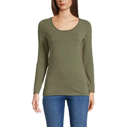 Women's Lightweight Jersey Skimming Long Sleeve Scoop Neck T-shirt