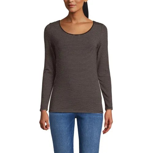 Women's Lightweight Jersey Skimming Long Sleeve Scoop Neck T-shirt
