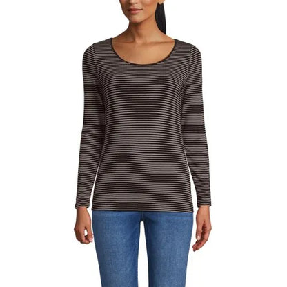 Women's Lightweight Jersey Skimming Long Sleeve Scoop Neck T-shirt
