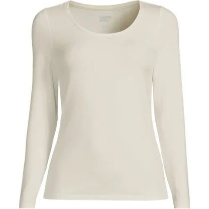 Women's Lightweight Jersey Skimming Long Sleeve Scoop Neck T-shirt