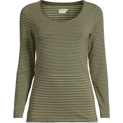 Women's Lightweight Jersey Skimming Long Sleeve Scoop Neck T-shirt