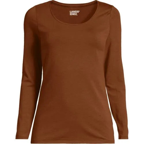 Women's Lightweight Jersey Skimming Long Sleeve Scoop Neck T-shirt