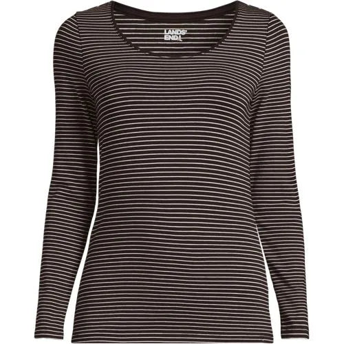 Women's Lightweight Jersey Skimming Long Sleeve Scoop Neck T-shirt