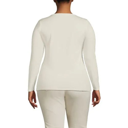 Women's Lightweight Jersey Skimming Long Sleeve Scoop Neck T-shirt