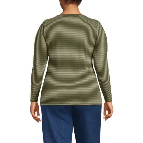 Women's Lightweight Jersey Skimming Long Sleeve Scoop Neck T-shirt
