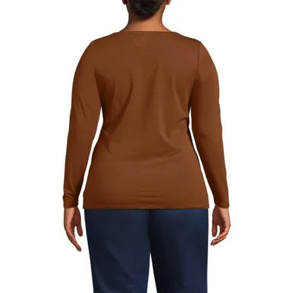 Women's Lightweight Jersey Skimming Long Sleeve Scoop Neck T-shirt
