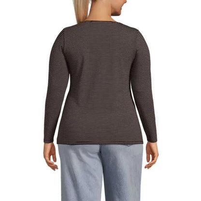 Women's Lightweight Jersey Skimming Long Sleeve Scoop Neck T-shirt