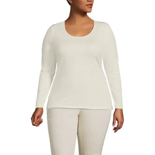 Women's Lightweight Jersey Skimming Long Sleeve Scoop Neck T-shirt