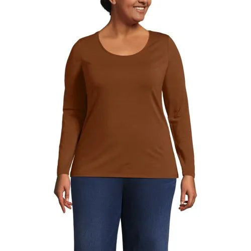 Women's Lightweight Jersey Skimming Long Sleeve Scoop Neck T-shirt