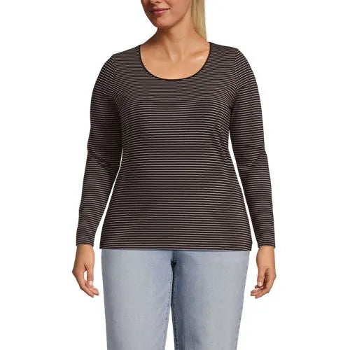 Women's Lightweight Jersey Skimming Long Sleeve Scoop Neck T-shirt