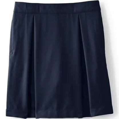 Girls Solid Pleated Skort Top of Knee