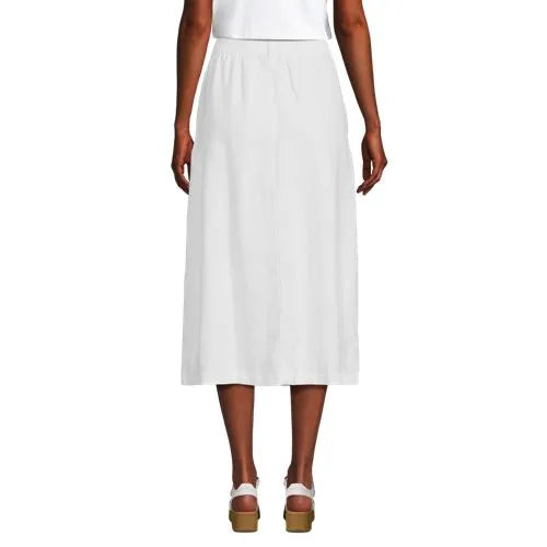 Women's Button Front Linen Midi Skirt