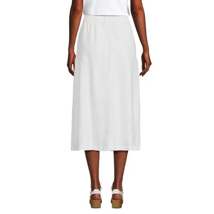 Women's Button Front Linen Midi Skirt