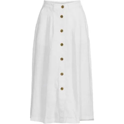 Women's Button Front Linen Midi Skirt