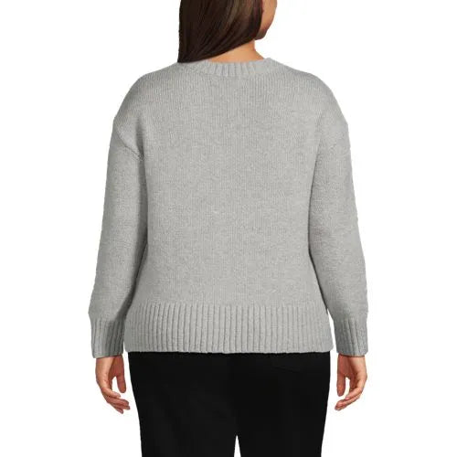 Women's Plus Size Boucle Easy Fit Crew Neck Sweater