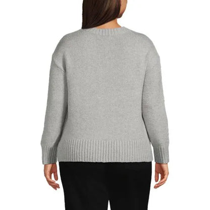 Women's Plus Size Boucle Easy Fit Crew Neck Sweater
