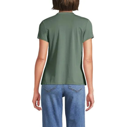 Women's Lightweight Jersey Button Pintuck Top