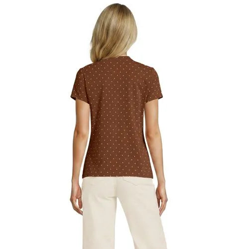 Women's Lightweight Jersey Button Pintuck Top