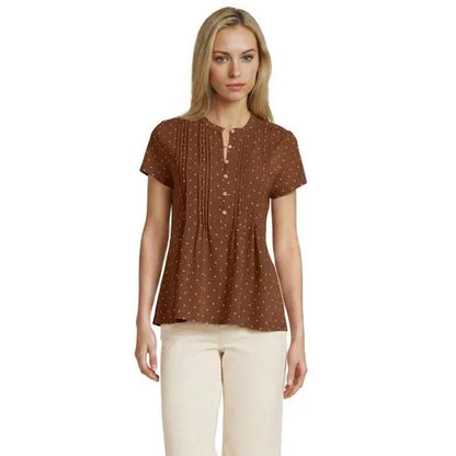 Women's Lightweight Jersey Button Pintuck Top