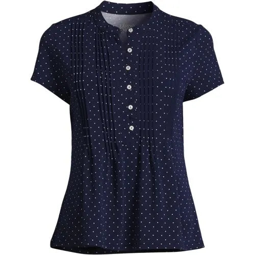 Women's Lightweight Jersey Button Pintuck Top