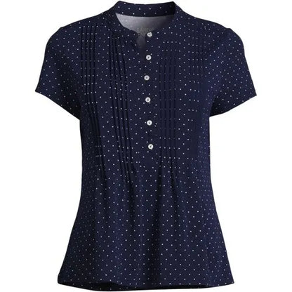 Women's Lightweight Jersey Button Pintuck Top
