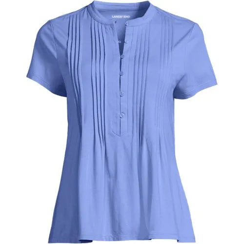 Women's Lightweight Jersey Button Pintuck Top