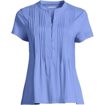 Women's Lightweight Jersey Button Pintuck Top
