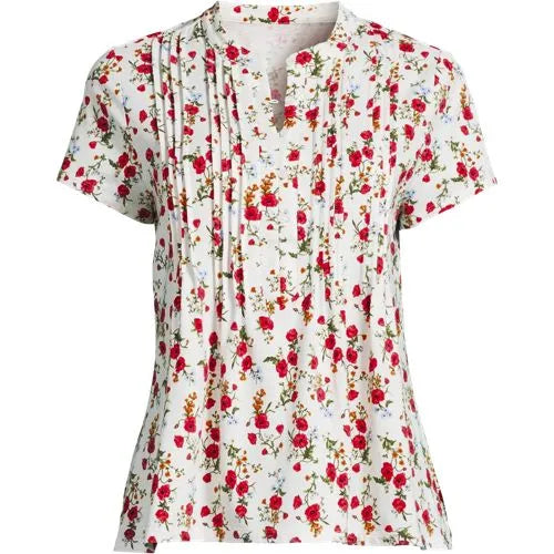 Women's Lightweight Jersey Button Pintuck Top